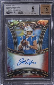 2020 Panini Select Tie Die Prizm Rookie Signatures #SS-JHE Justin Herbert Signed Rookie Card (#01/15) - BGS MINT 9/BGS 10